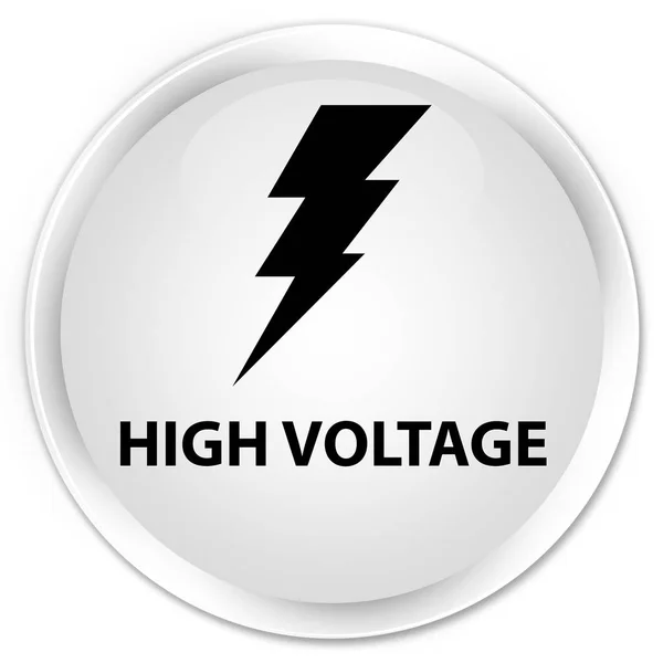 높은 전압 (전기 아이콘) 프리미엄 화이트 라운드 버튼 — 스톡 사진