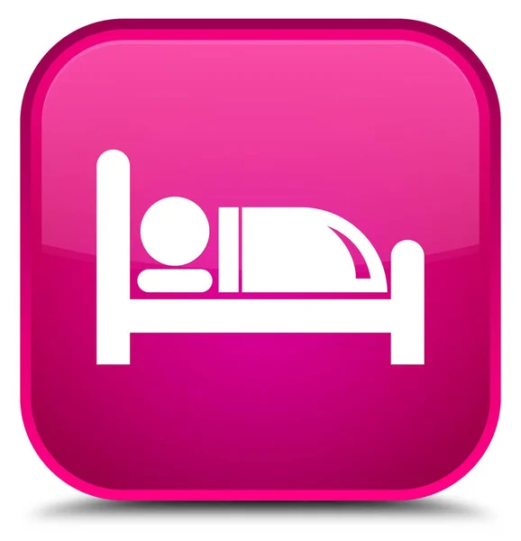 A Hotel bed ikon különleges rózsaszín négyzet gomb — Stock Fotó