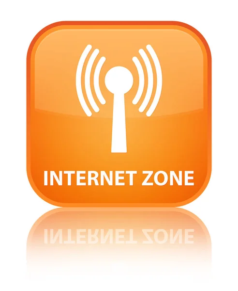 Internet zone (wlan network) special orange square button — Stock Photo, Image