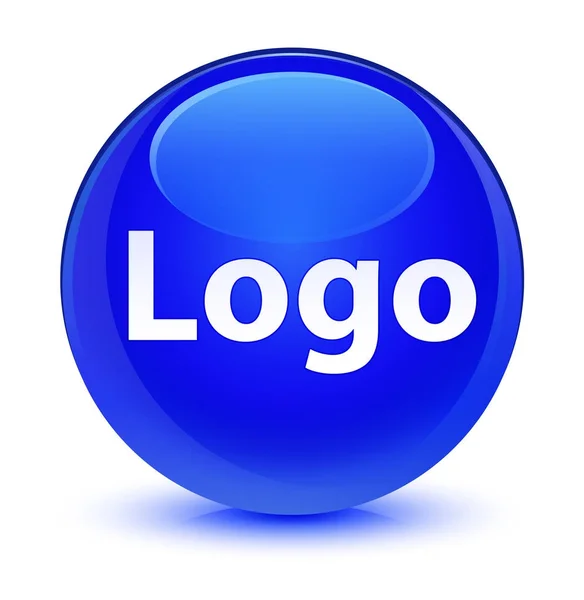 Logo bouton rond bleu vitreux — Photo