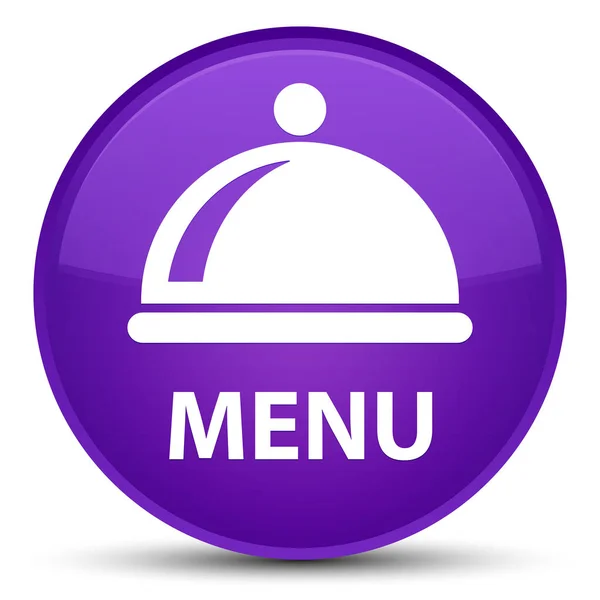 Menú (icono de plato de comida) botón redondo púrpura especial — Foto de Stock