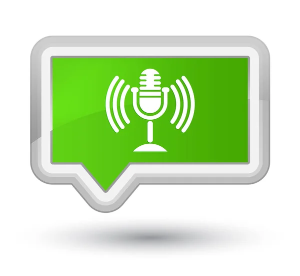 Ícone de microfone botão banner verde macio principal — Fotografia de Stock