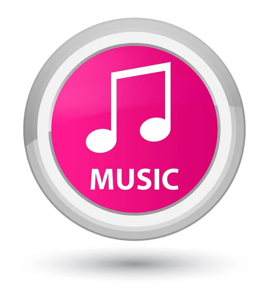 Música (icono de la melodía) botón redondo rosa primo — Foto de Stock