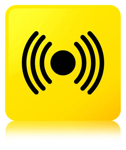 Network signal icon yellow square button — Stock Photo, Image