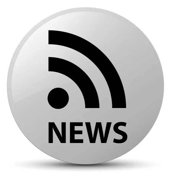 Notícias (ícone RSS) botão redondo branco — Fotografia de Stock