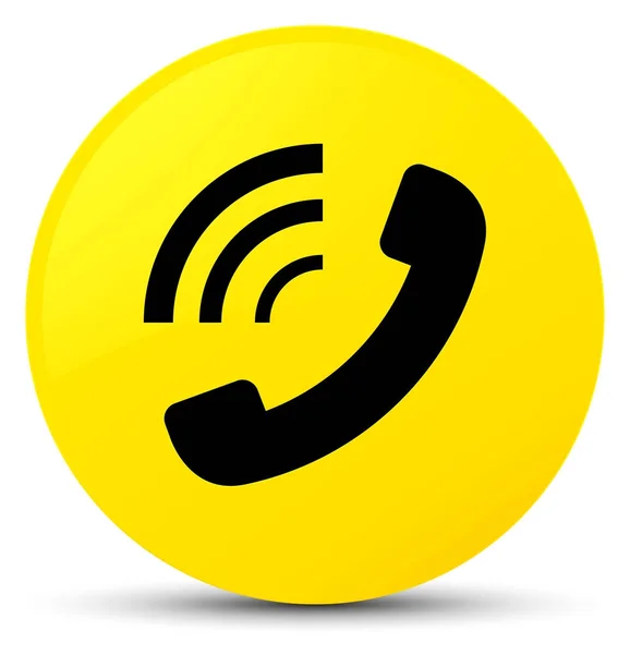 Telefon cseng ikon sárga kerek gomb — Stock Fotó