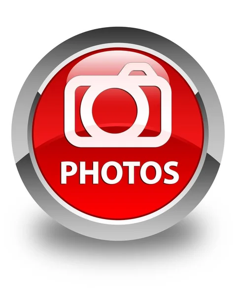 Fotoğraflar (kamera simgesi) parlak kırmızı yuvarlak düğme — Stok fotoğraf