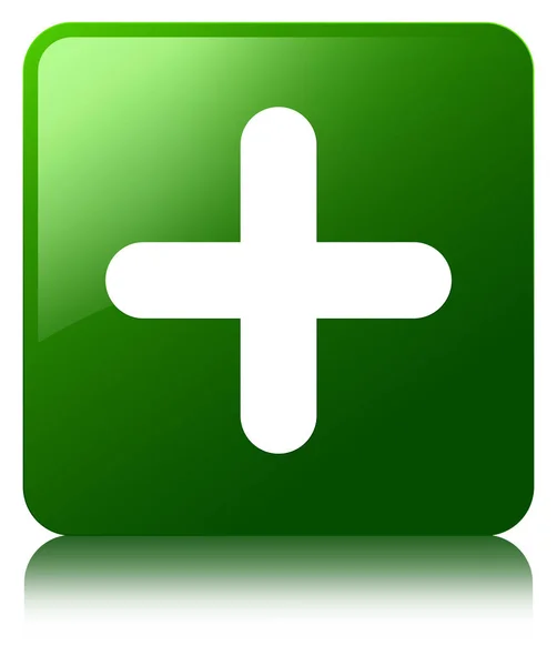 加号图标绿色方形按钮 — 图库照片