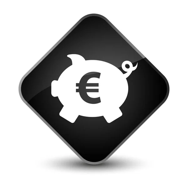 Piggy Bank euro signo icono elegante botón de diamante negro —  Fotos de Stock