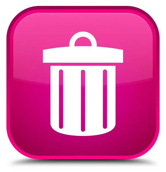 Recycleren bin pictogram speciale roze vierkante knop — Stockfoto