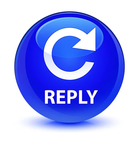 Responder (girar ícone de seta) botão redondo azul vítreo — Fotografia de Stock