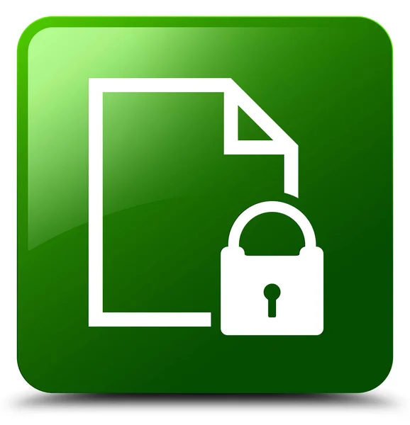 安全文档图标绿色方形按钮 — 图库照片