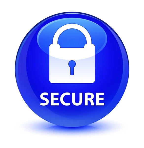 Secure (ikon gembok) tombol bundar biru kaca — Stok Foto