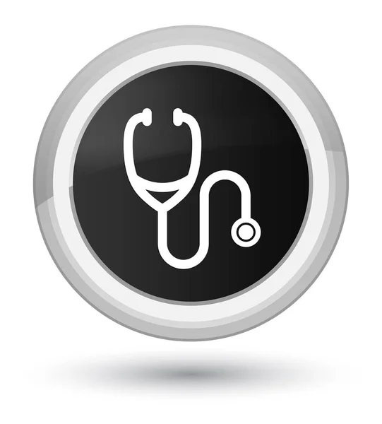 Stethoscope icon prime black round button — Stock Photo, Image