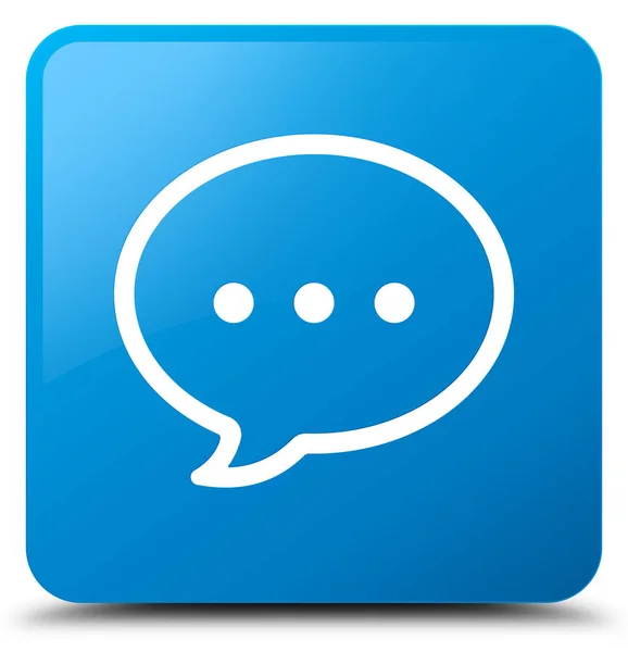 Talk bubble icon cyan blue square button — Stock Photo, Image