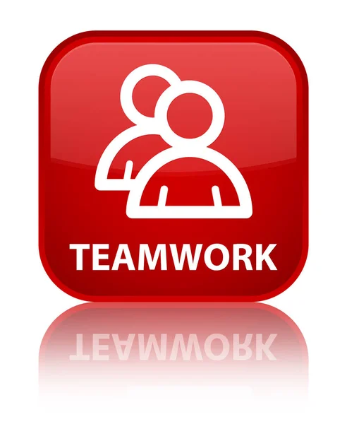 Teamwork (Gruppensymbol) spezielle rote quadratische Taste — Stockfoto