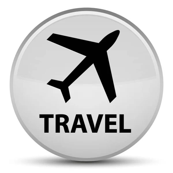 여행 (비행기 아이콘) 특별 한 흰 라운드 버튼 — 스톡 사진