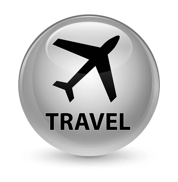 Reise (Flugzeug-Symbol) glasiger weißer runder Knopf — Stockfoto