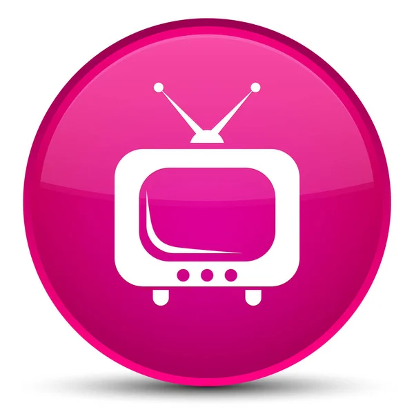 Icona TV speciale rosa pulsante rotondo — Foto Stock