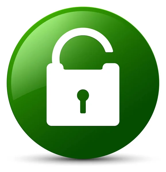 Unlock icon green round button — Stock Photo, Image