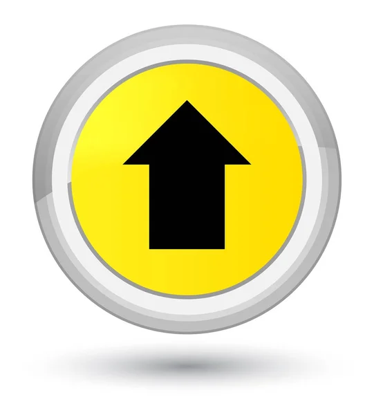 Upload arrow icon prime yellow round button — Stock Photo, Image