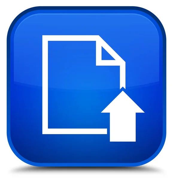 ドキュメント アイコン特別な青い正方形ボタンをアップロードします。 — ストック写真