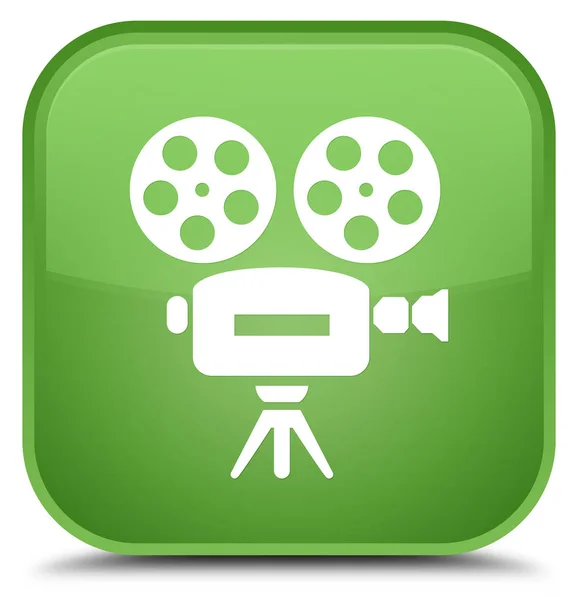 Video camera icon special soft green square button — Stock Photo, Image