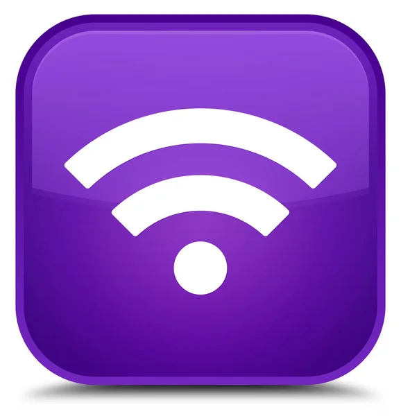 Wifi icona speciale pulsante quadrato viola — Foto Stock