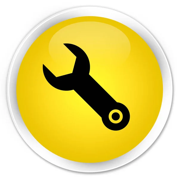 Schraubenschlüssel Symbol Premium gelben runden Knopf — Stockfoto