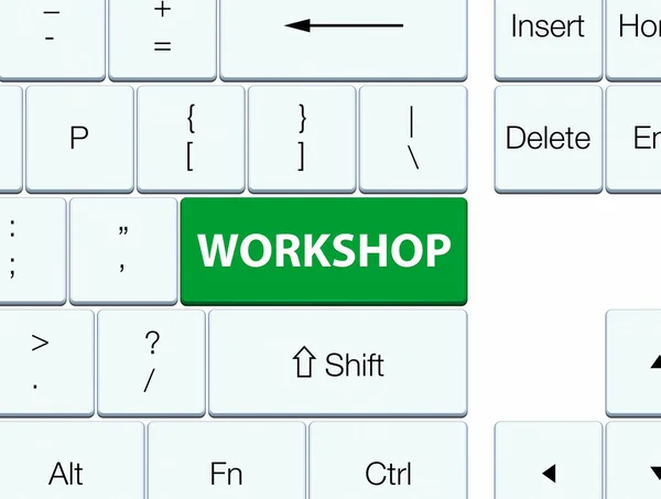 Tecla de teclado verde Workshop — Fotografia de Stock