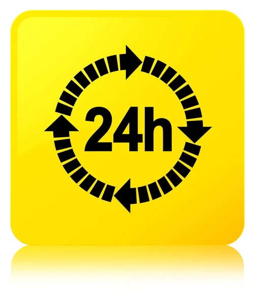 24 hours delivery icon yellow square button — Stock Photo, Image