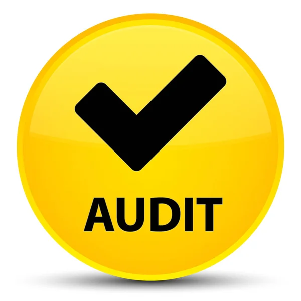Auditoria (validar ícone) botão redondo amarelo especial — Fotografia de Stock