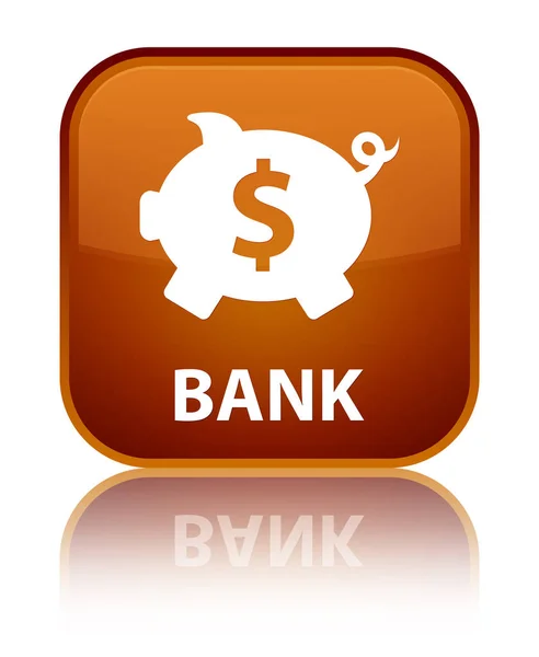 Banco (sinal de dólar caixa porquinho) botão quadrado marrom especial — Fotografia de Stock