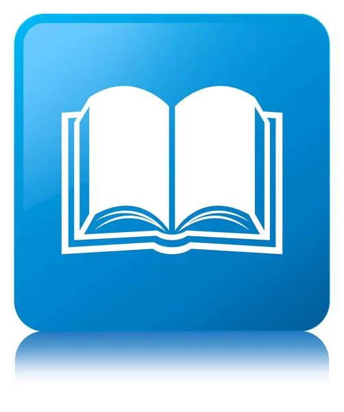 Kitap simgesini camgöbeği mavi kare düğme — Stok fotoğraf