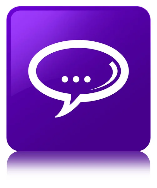 Chat-Symbol lila quadratischer Knopf — Stockfoto