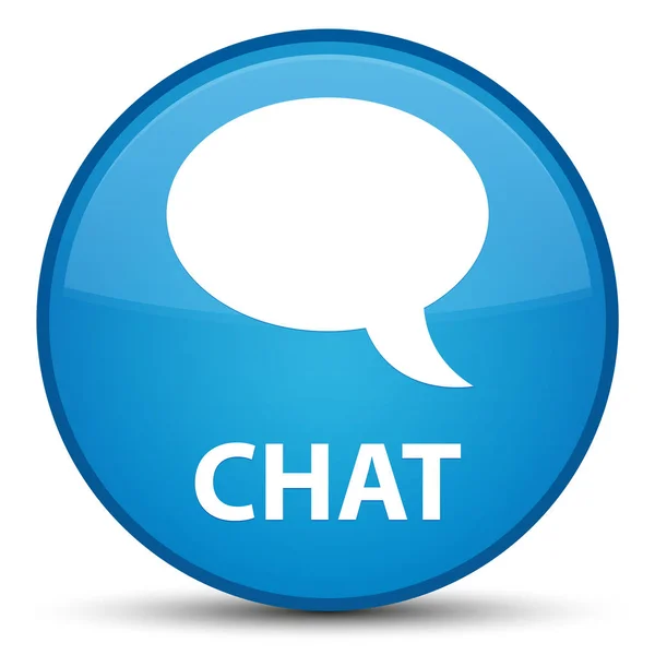 Chat különleges cián kék kerek gomb — Stock Fotó