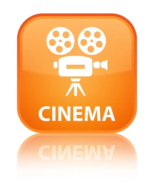 Cinema (icona della videocamera) speciale pulsante quadrato arancione — Foto Stock