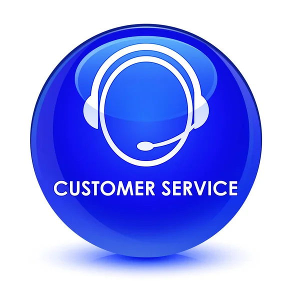 Atendimento ao cliente (ícone de atendimento ao cliente) botão redondo azul vítreo — Fotografia de Stock