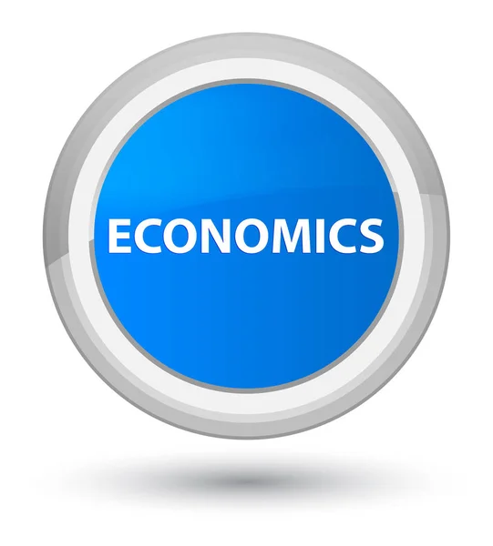 Economía primer botón redondo azul cian — Foto de Stock