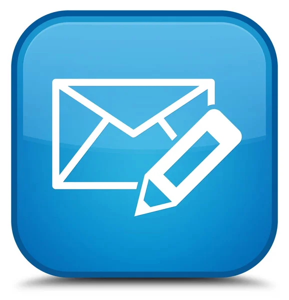 Editar ícone de e-mail botão quadrado azul ciano especial — Fotografia de Stock