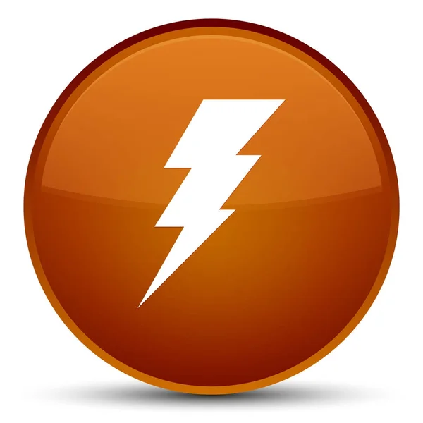 Elettricità icona speciale pulsante rotondo marrone — Foto Stock