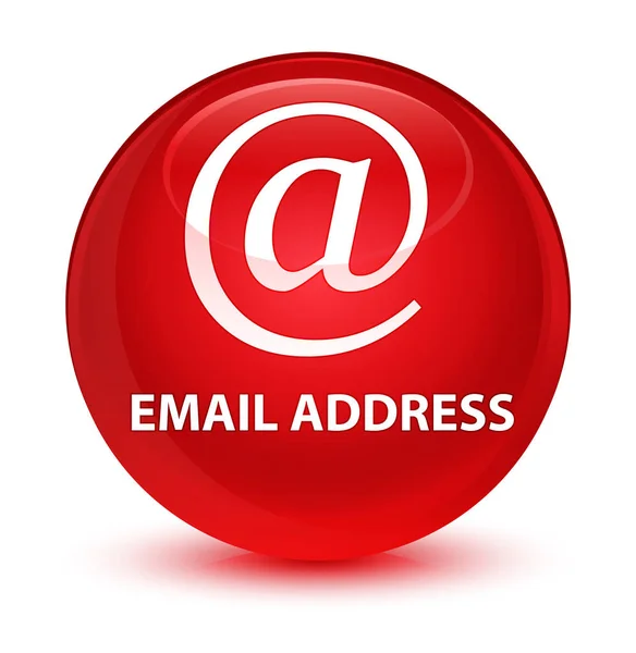 E-mail adres szklisty czerwony okrągły przycisk — Zdjęcie stockowe