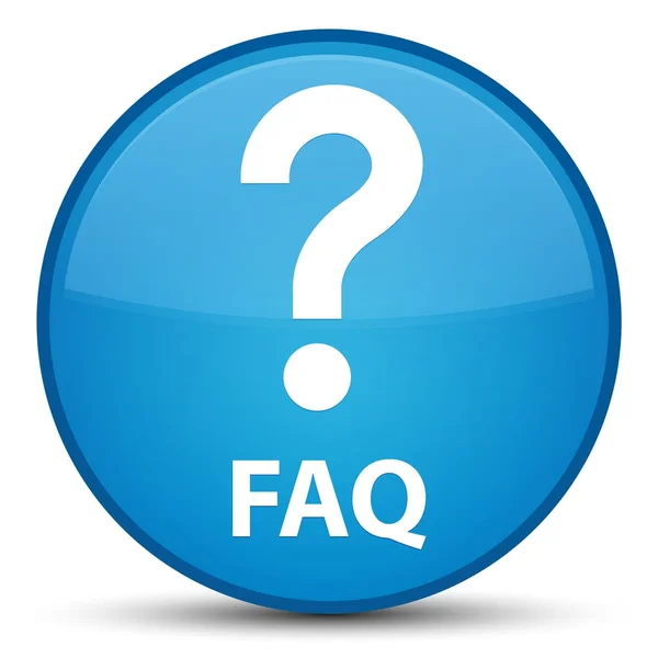 FAQ (fråga ikon) särskilda cyan blå runda knappen — Stockfoto