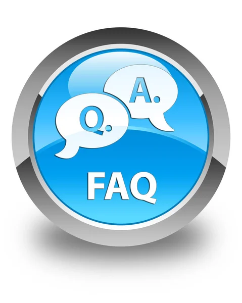 FAQ (fråga svar bubbla ikon) glossy cyan blå runda knappen — Stockfoto