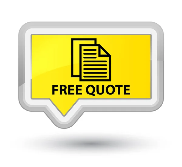 Free quote prime yellow banner button — Stock Photo, Image