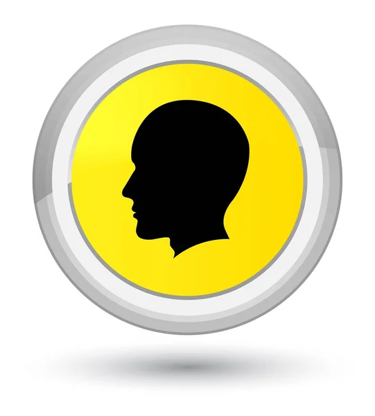 Cabeça ícone rosto masculino botão redondo amarelo primo — Fotografia de Stock
