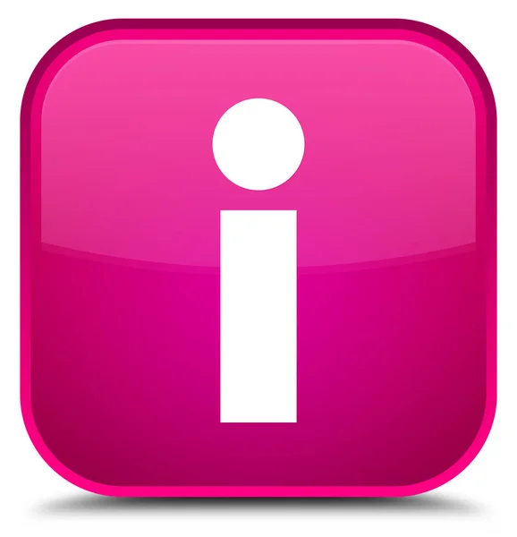 Info pictogram speciale roze vierkante knop — Stockfoto