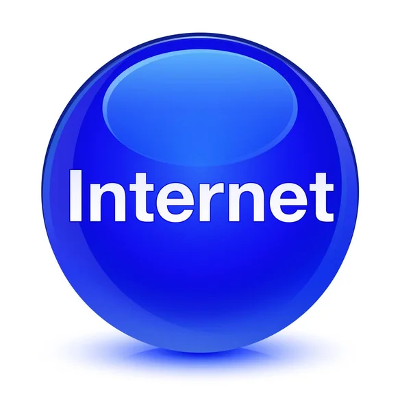 Internet botão redondo azul vítreo — Fotografia de Stock