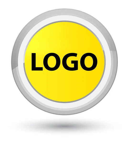 Logo botão redondo amarelo primo — Fotografia de Stock