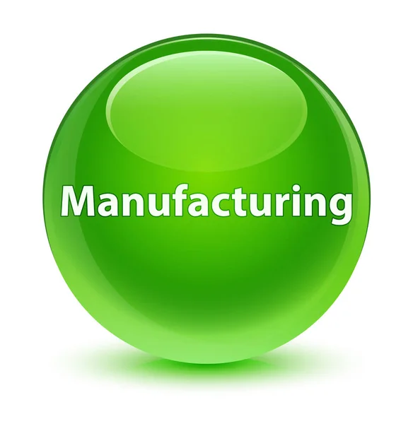 Manufacturing glassy green round button — Stock Photo, Image